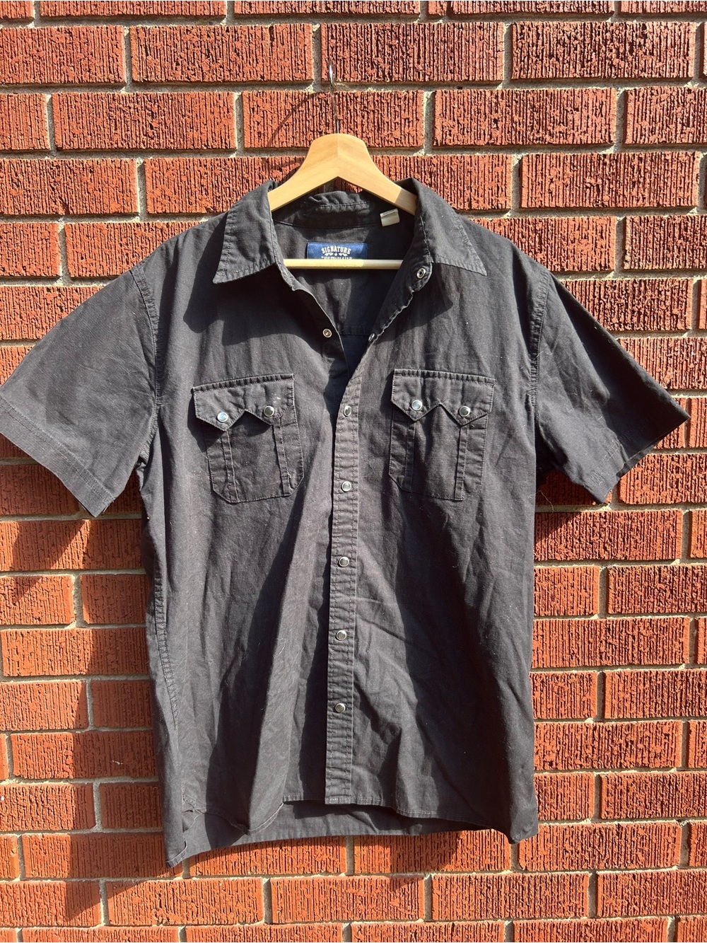 Levi Strauss Signature Black Western Snap Shirt Short Sleeve Medium